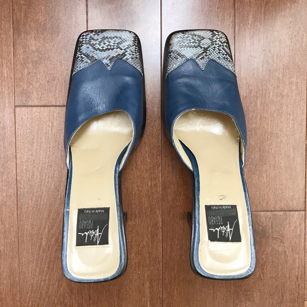 Leather western square toe snakeskin toe mule heel - Picture 9 of 14